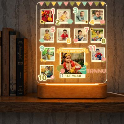 Personalized Baby's 1st Year Growth Journey Acrylic LED Photo Frame Lamp  Ideal First Birthday Decoration & Newborn Keepsake Gift Birthday Gift for Newborns & Toddlers